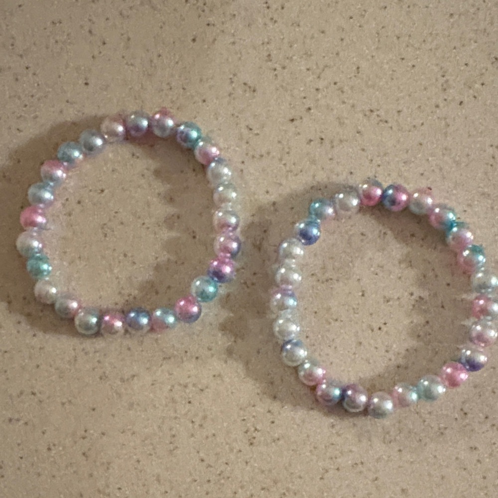 Pastel Pearl Beaded Stretch Bracelets - Set of 2